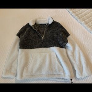 White and Gray Fleece Pullover